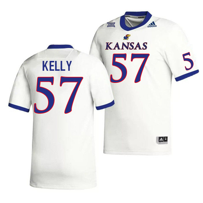 Men #57 Hank Kelly Kansas Jayhawks College Football Jerseys Stitched Sale-White - Click Image to Close